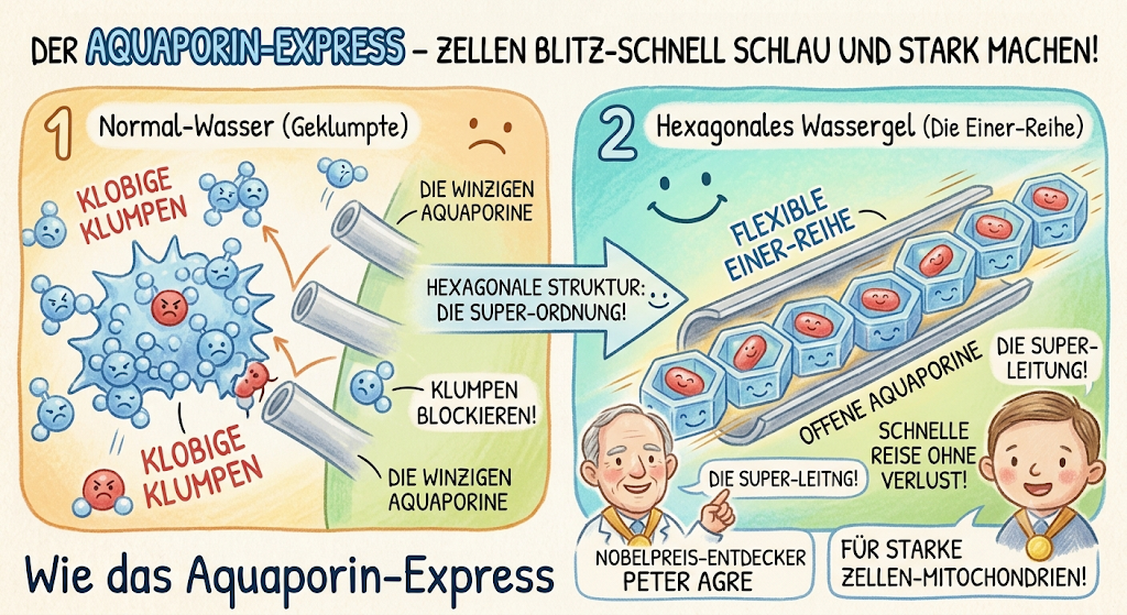 Illustration: Aquaporin-Express – Zellen blitzschnell hydratisiert