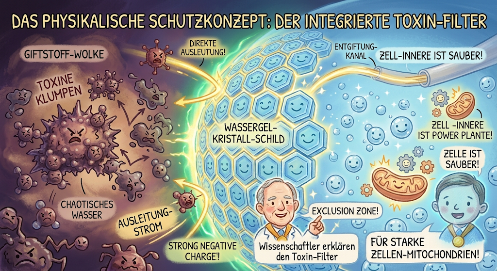 Illustration: Der integrierte Toxin-Filter des Wassergels