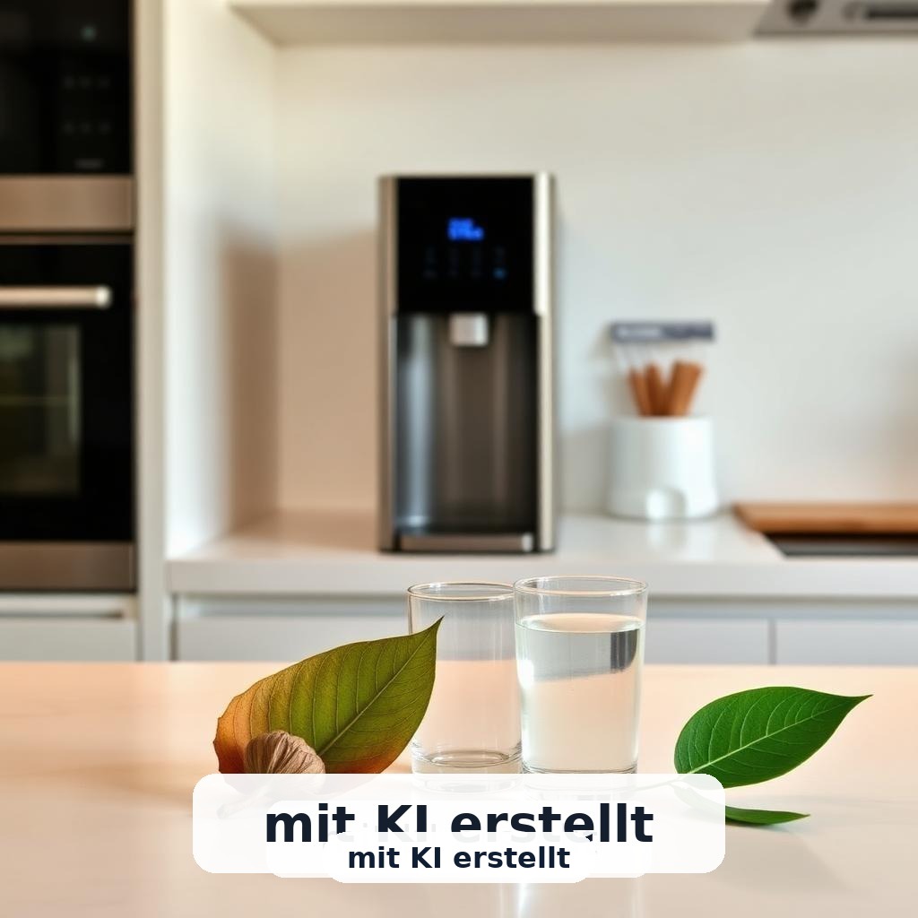 Moderne Osmoseanlage in einer hellen Küche mit Glas Wasser
